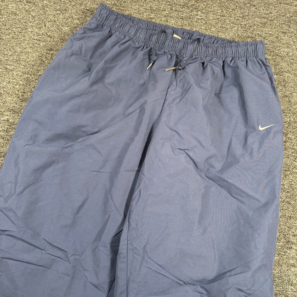 Nike Track Pants Mens XXL Blue Nylon Elastic Waist Drawstring Swoosh Logo
